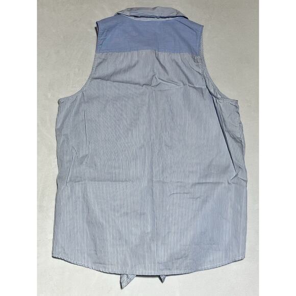 Equipment Button Up Collared Shirt Tank Top Womens Medium Striped Tie Front - Picture 2 of 10